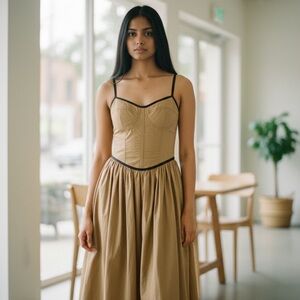 Moon River Tan Maxi Dress